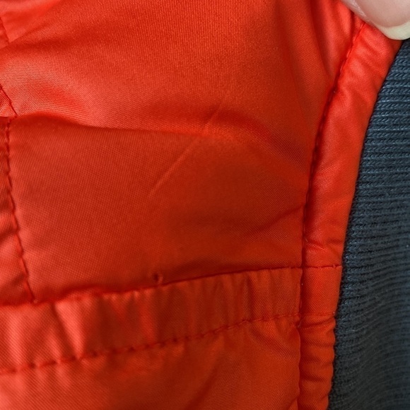 Athleta Womens Dobby Goose Down Puffer Bomber Jacket Quilted red grey 138700 - Picture 11 of 12